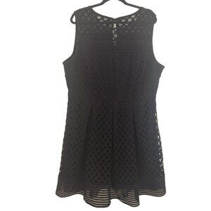 Lane Bryant Black Geometric Sleeveless Fit and Flare Dress Women's 20